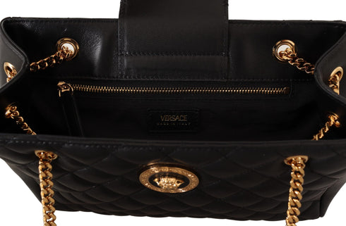 Versace Black Quilted Nappa Leather Medusa Tote Handbag